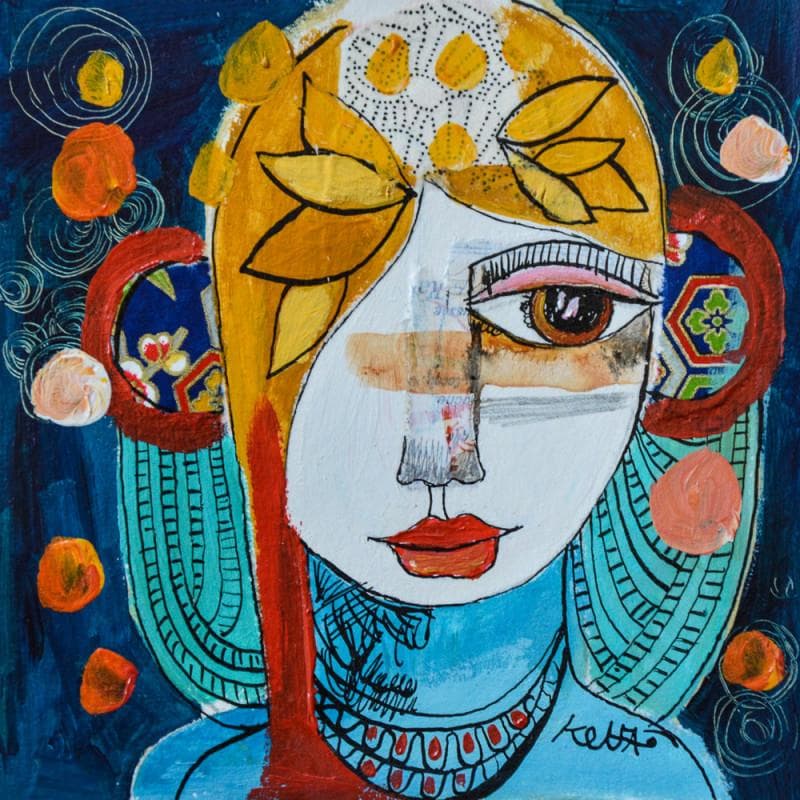 Gemälde L'aube dépose von Ketfa Laure | Gemälde Art brut Porträt Acryl