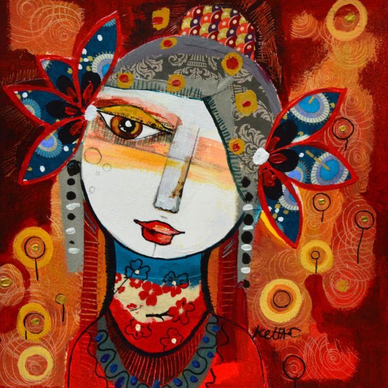 Painting Amour passé by Ketfa Laure | Painting Raw art Portrait Acrylic