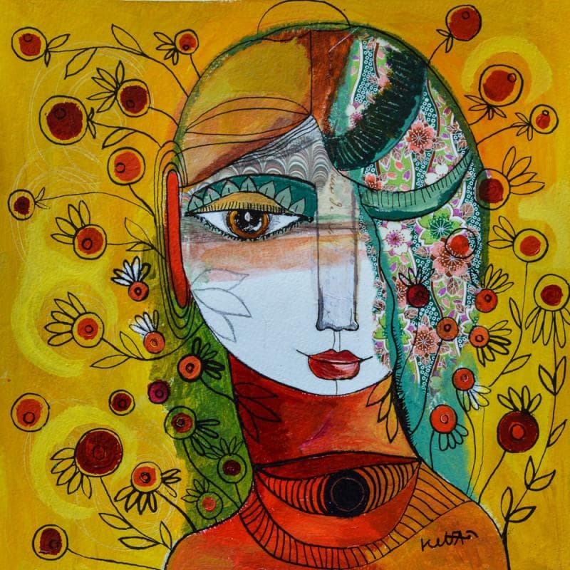 Painting Mélancolie by Ketfa Laure | Painting Raw art Portrait Acrylic