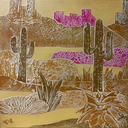 Pintura 2a DESERT Or et pourpre por Devie Bernard  | Pintura Figurativo Acrílico, Cartón Paisajes