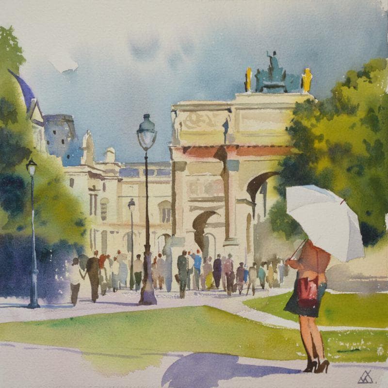 Peinture Paris s11 par Khodakivskyi Vasily | Tableau Figuratif Urbain Aquarelle