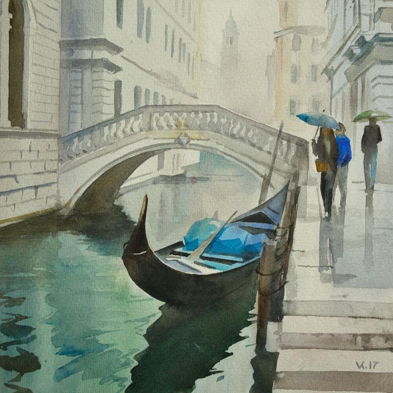 Peinture Venice 8 par Khodakivskyi Vasily | Tableau Figuratif Urbain Aquarelle