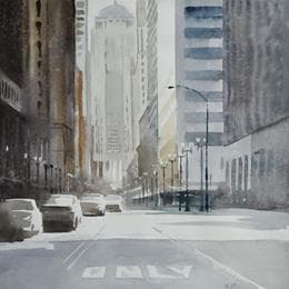 Peinture New York 4 par Khodakivskyi Vasily | Tableau Figuratif Aquarelle Urbain