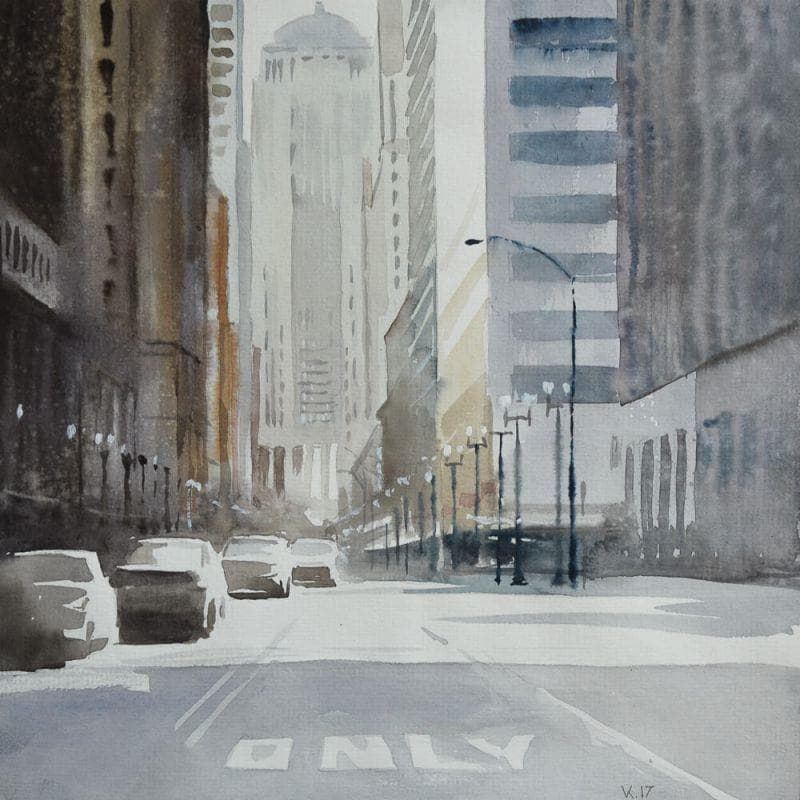 Gemälde New York 4 von Khodakivskyi Vasily | Gemälde Figurativ Urban Aquarell