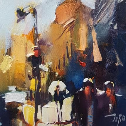 Painting Crossing the street by Joro | Painting Figurative Oil Urban