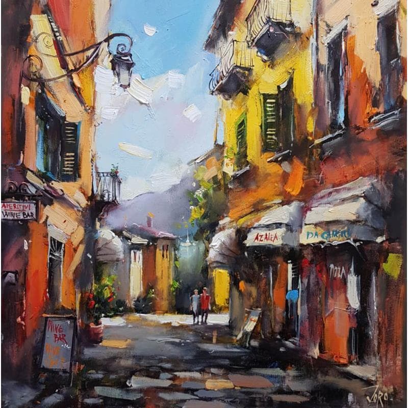 Pintura Down to lake Como por Joro | Pintura Figurativo Urbano Aceite