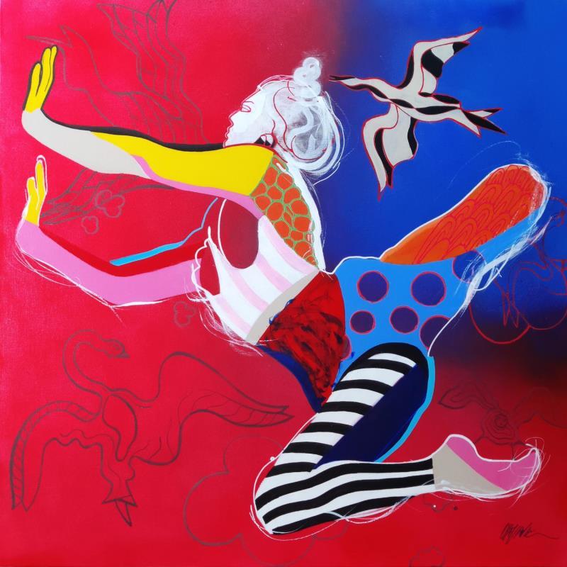 Painting Le 1er saut by Cressanne | Painting Figurative Nude Acrylic