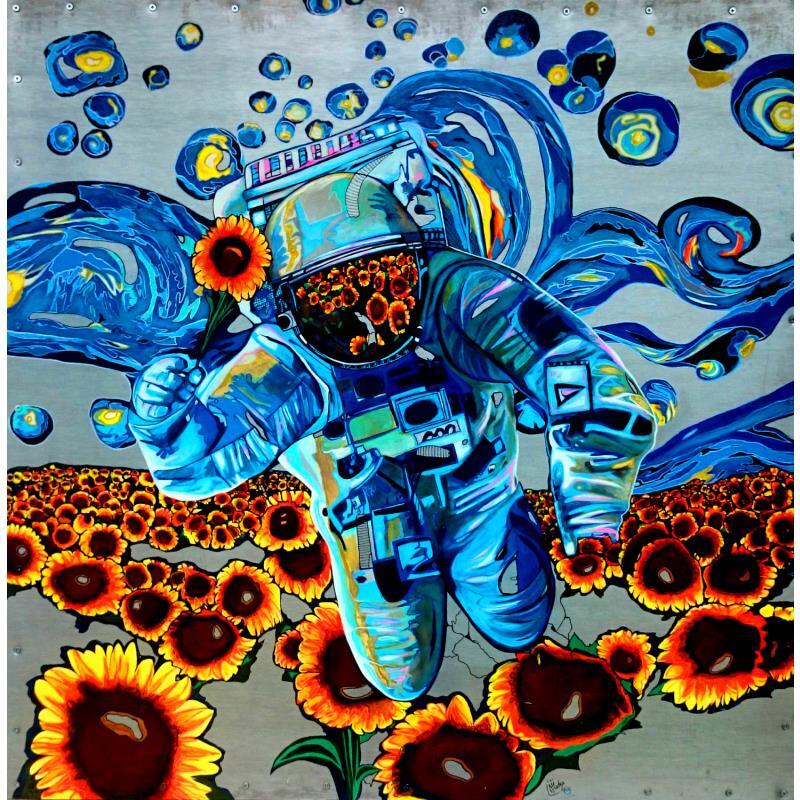 Peinture Planète Van Gogh V2 par Medeya Lemdiya | Tableau Pop-art Icones Pop Métal