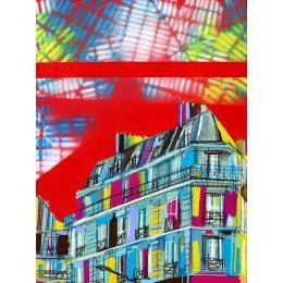 Pintura Fantaisie d'une journée de printemps por Anicet Olivier | Pintura Figurativo Acrílico Urbano