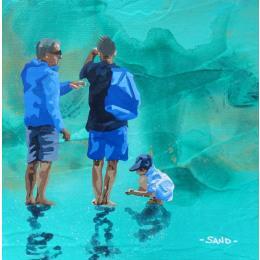 Painting discussion côtière by Sand | Painting Figurative Acrylic Life style, Marine
