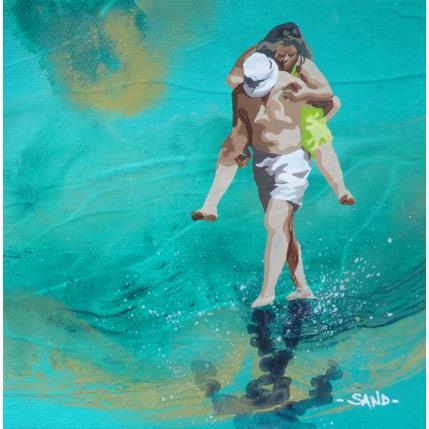 Peinture passagère en algues vertes par Sand | Tableau Figuratif Acrylique Marine, Scènes de vie