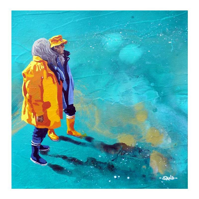 Painting cirés sur algues vertes by Sand | Painting Figurative Marine Life style Acrylic