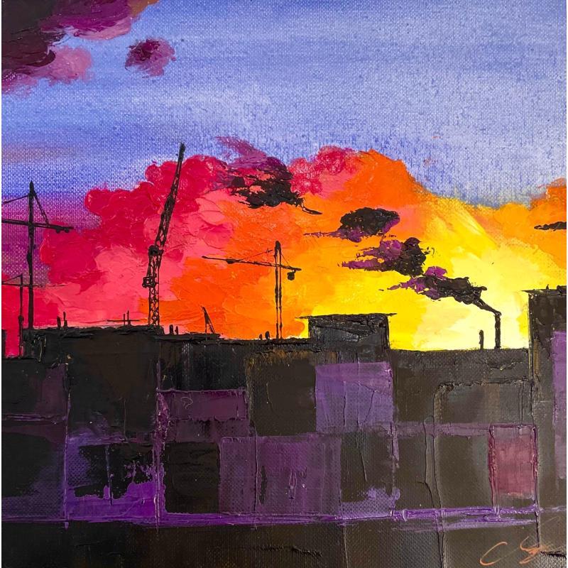 Peinture The city at the sunset 2 par Chen Xi | Tableau Figuratif Huile
