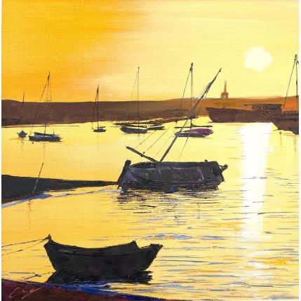 Peinture Sunset on the shore par Chen Xi | Tableau Figuratif Huile Marine, Paysages
