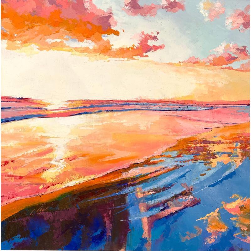 Painting Coucher de soleil sur ma plage favorite by Chen Xi | Painting Figurative Oil