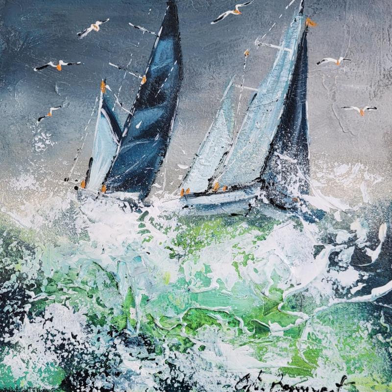 Peinture Vert d'eau par Ortis-Bommarito Nicole | Tableau Figuratif Marine Acrylique