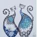 Peinture Chats bleus  par Blais Delphine | Tableau Art naïf Animaux Acrylique