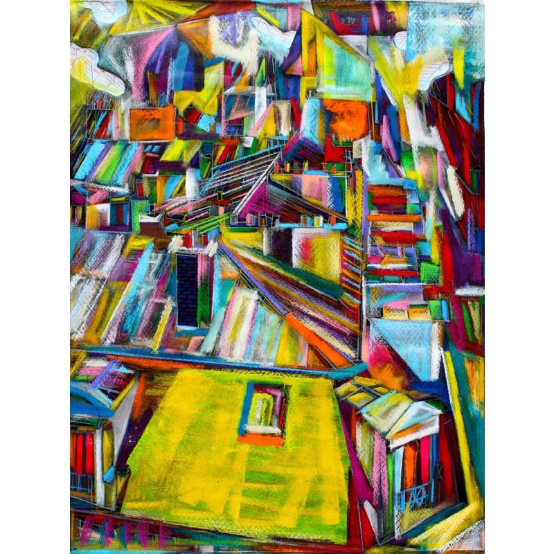 Gemälde Une pluie de vacances von Anicet Olivier | Gemälde Surrealismus Urban