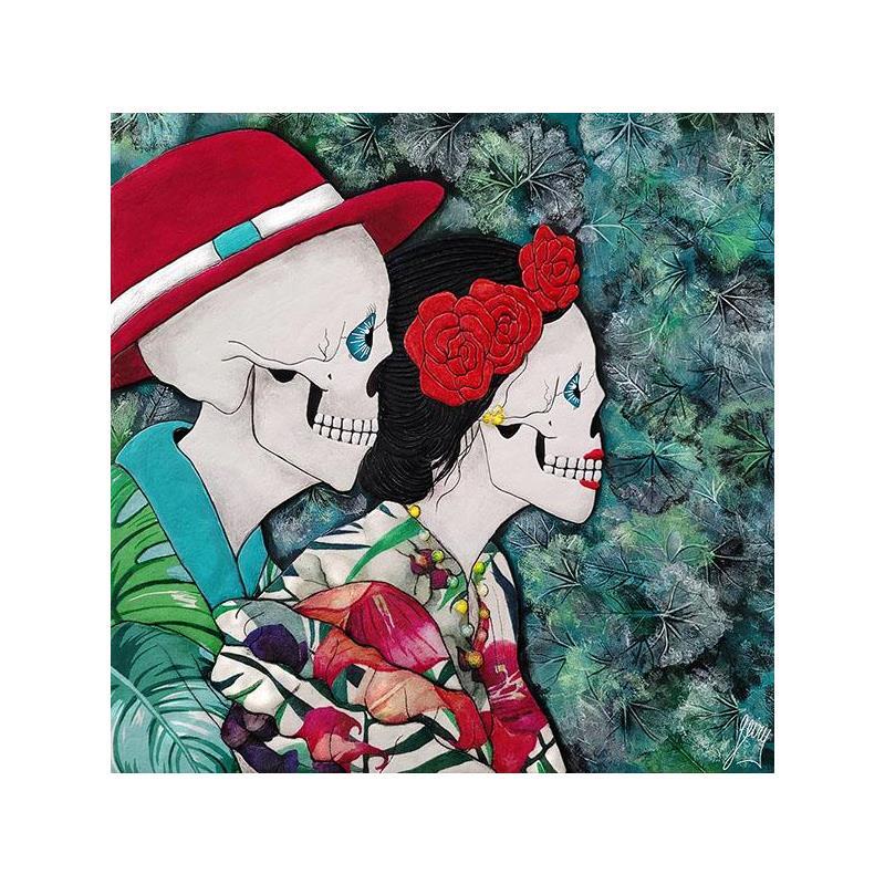 Gemälde APASIONADAMENTE von Geiry | Gemälde Figurativ Materialismus Porträt Pop-Ikonen Holz