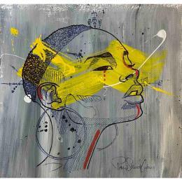 Peinture Gloria par Paris Sketch Culture | Tableau Art naïf Acrylique Minimaliste, Noir & blanc, Portraits