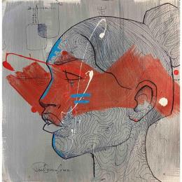 Peinture Statue Ellia par Paris Sketch Culture | Tableau Art naïf Acrylique Minimaliste, Noir & blanc, Portraits