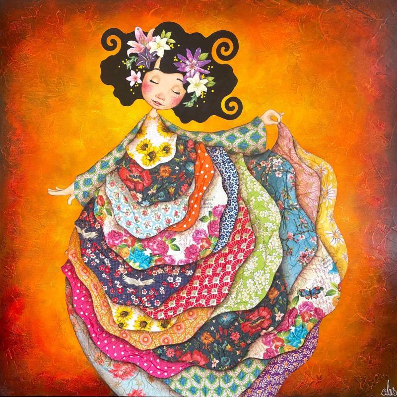 Gemälde Anouch von Blais Delphine | Gemälde Naive Kunst Kinder Acryl Collage