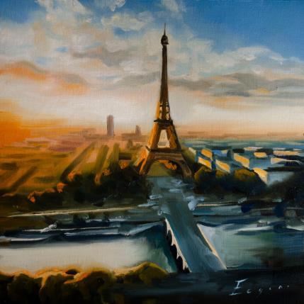 Peinture Lever de Soleil par Eugène Romain | Tableau Figuratif Huile Paysages, Urbain