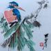 Painting Kingfisher by Yu Huan Huan | Painting Figurative Nature Animals Watercolor Ink