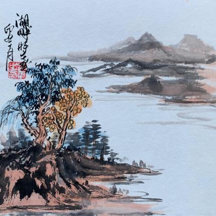 Peinture Lakeside  par Yu Huan Huan | Tableau Figuratif Aquarelle, Encre Nature, Paysages
