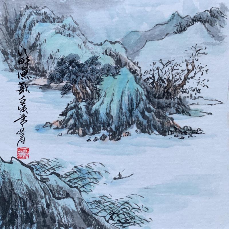 Pintura Little boat por Yu Huan Huan | Pintura Figurativo Paisajes Naturaleza Acuarela Ink