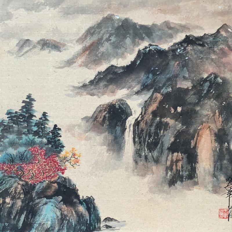Pintura Mountains in clouds por Yu Huan Huan | Pintura Figurativo Paisajes Naturaleza Acuarela Ink