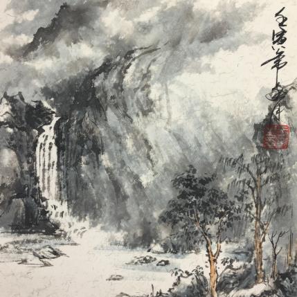 Peinture Waterfall 5 par Yu Huan Huan | Tableau Figuratif Aquarelle, Encre Nature, Paysages