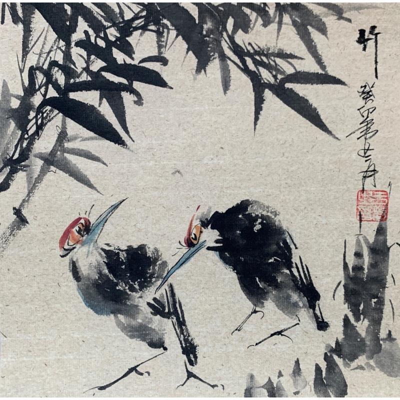 Pintura Bambou por Yu Huan Huan | Pintura Figurativo Naturaleza Animales Blanco y negro Acuarela Ink