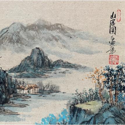 Peinture Living in Mountains par Yu Huan Huan | Tableau Figuratif Encre Paysages