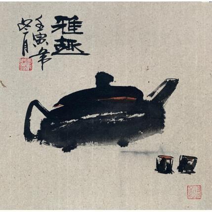 Painting tea by Yu Huan Huan | Painting Figurative Ink Black & White, Still-life