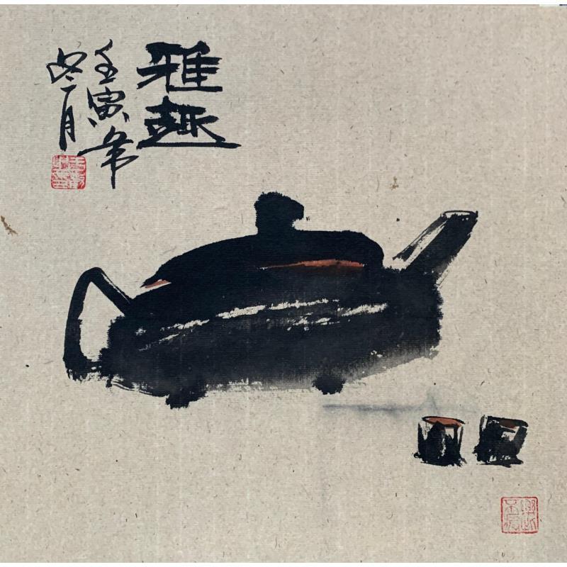 Painting tea by Yu Huan Huan | Painting Figurative Still-life Black & White Ink