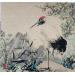 Painting Crane by Yu Huan Huan | Painting Figurative Animals Ink