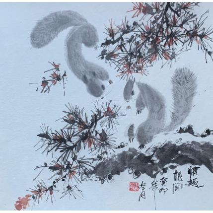 Peinture Pine forest par Yu Huan Huan | Tableau Figuratif Encre Paysages