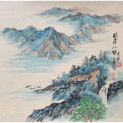 Peinture Deep mountains life par Yu Huan Huan | Tableau Figuratif Aquarelle, Encre Nature, Paysages