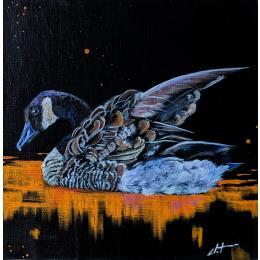 Painting Canada by CLOT | Painting Figurative Acrylic Animals, Black & White, Marine