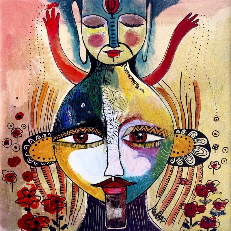 Peinture Masque par Ketfa Laure | Tableau Art Singulier Portraits Acrylique
