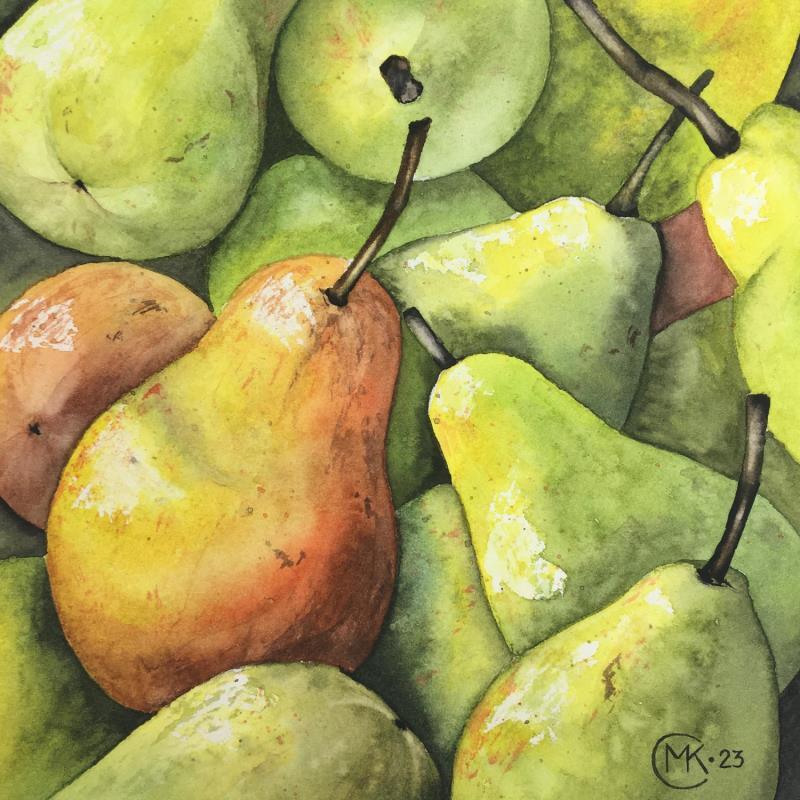 Peinture Poires au marché par Kuprina Carle Maria | Tableau Figuratif Natures mortes Aquarelle