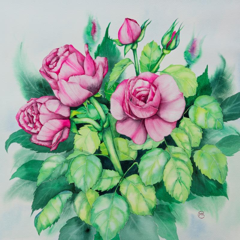 Pintura Roses du jardin por Kuprina Carle Maria | Pintura Figurativo Naturaleza Acuarela