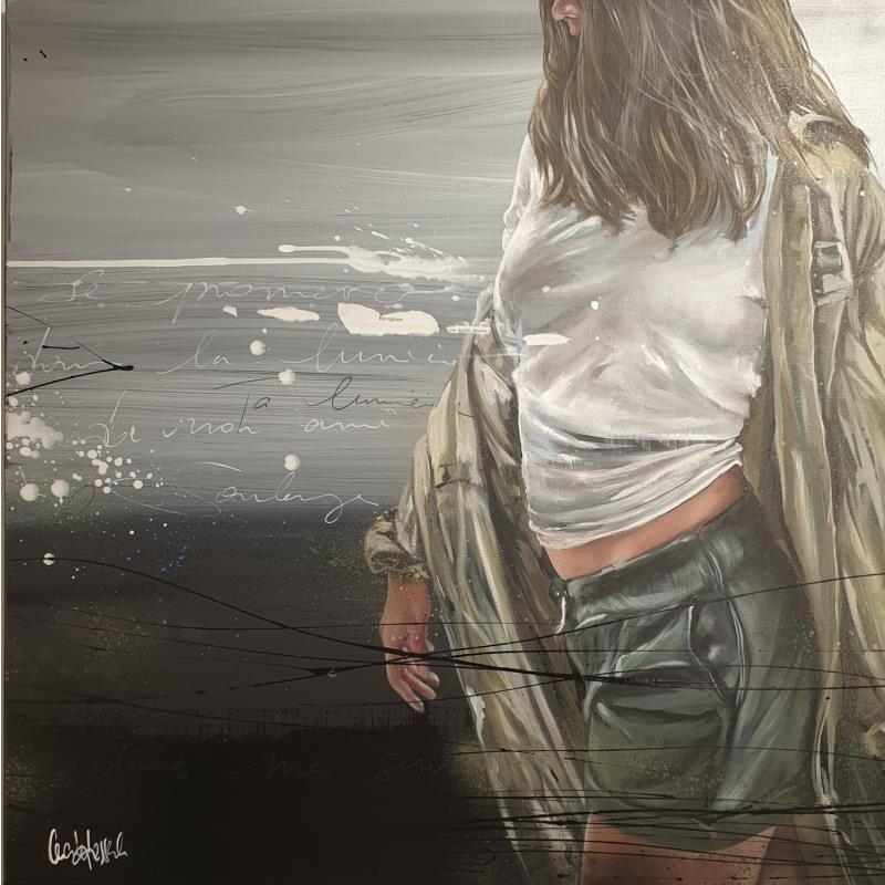 Peinture Mes nuits par Desserle Cecile | Tableau Figuratif Portraits Scènes de vie Noir & blanc Huile