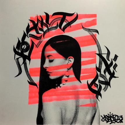 Painting Pink calligraphy girl by Maderno | Painting Street art Graffiti Portrait