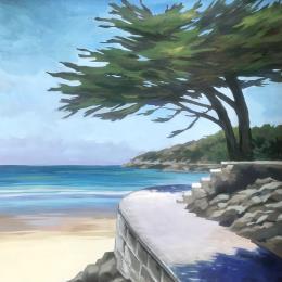 Peinture Les pins sur le chemin par Alice Roy | Tableau Figuratif Acrylique, Huile Marine, Paysages