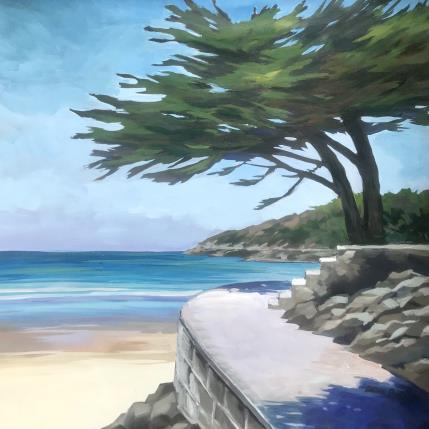 Peinture Les pins sur le chemin par Alice Roy | Tableau Figuratif Acrylique, Huile Marine, Paysages