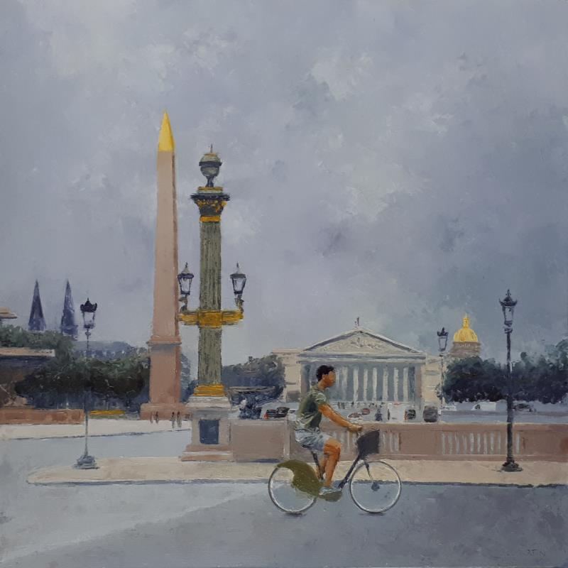 Painting La place de la Concorde by Martin Laurent | Painting Figurative Urban Life style Oil
