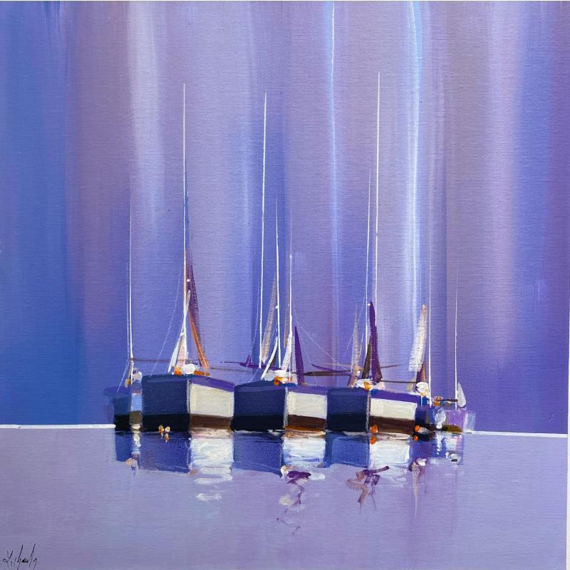 Pintura Série lignes blanches 2 por Chevalier Lionel | Pintura Figurativo Marine Minimalista Acrílico