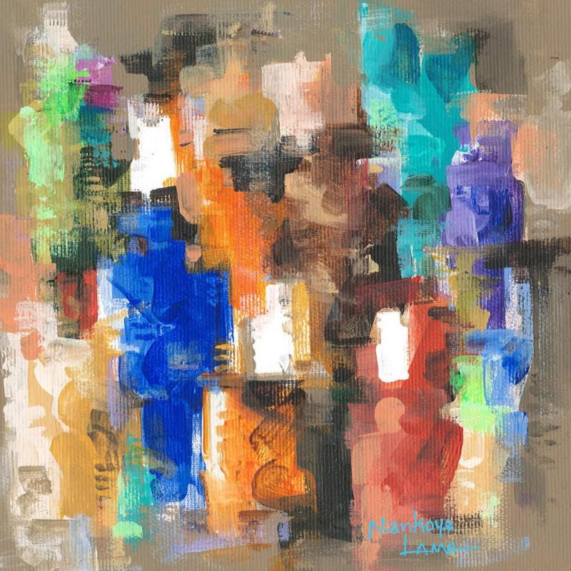 Peinture Couleurs Tropicales 3 par Lama Niankoye | Tableau Figuratif Scènes de vie Acrylique